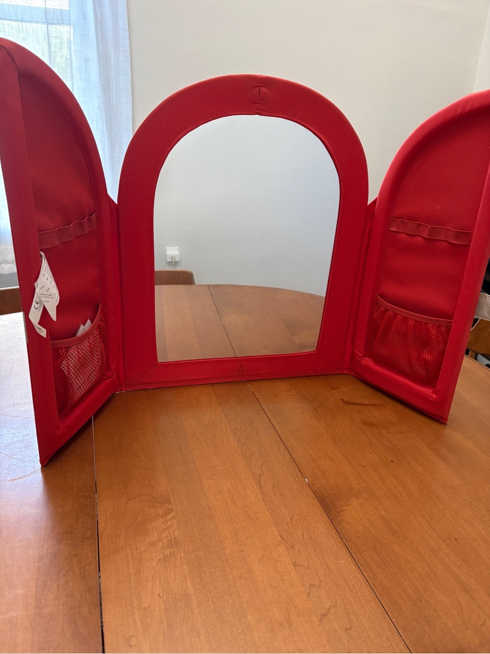 IKEA Minnen Red Tri-Fold Vintage Vanity Play Mirror
